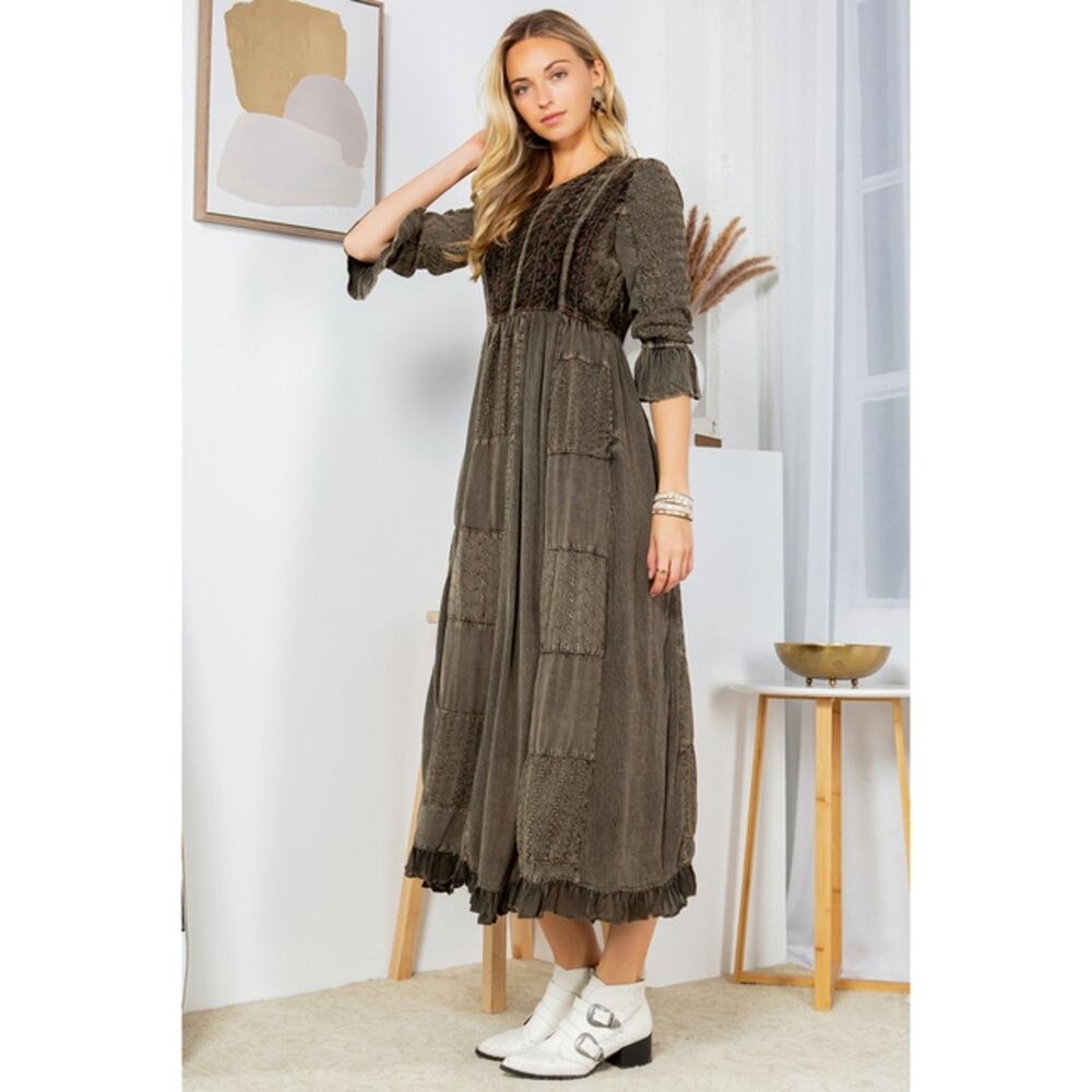 Young Threads Gravel Size Large Melodic Enchantment: Stone-Washed Maxi Dress - Picture 2 of 6